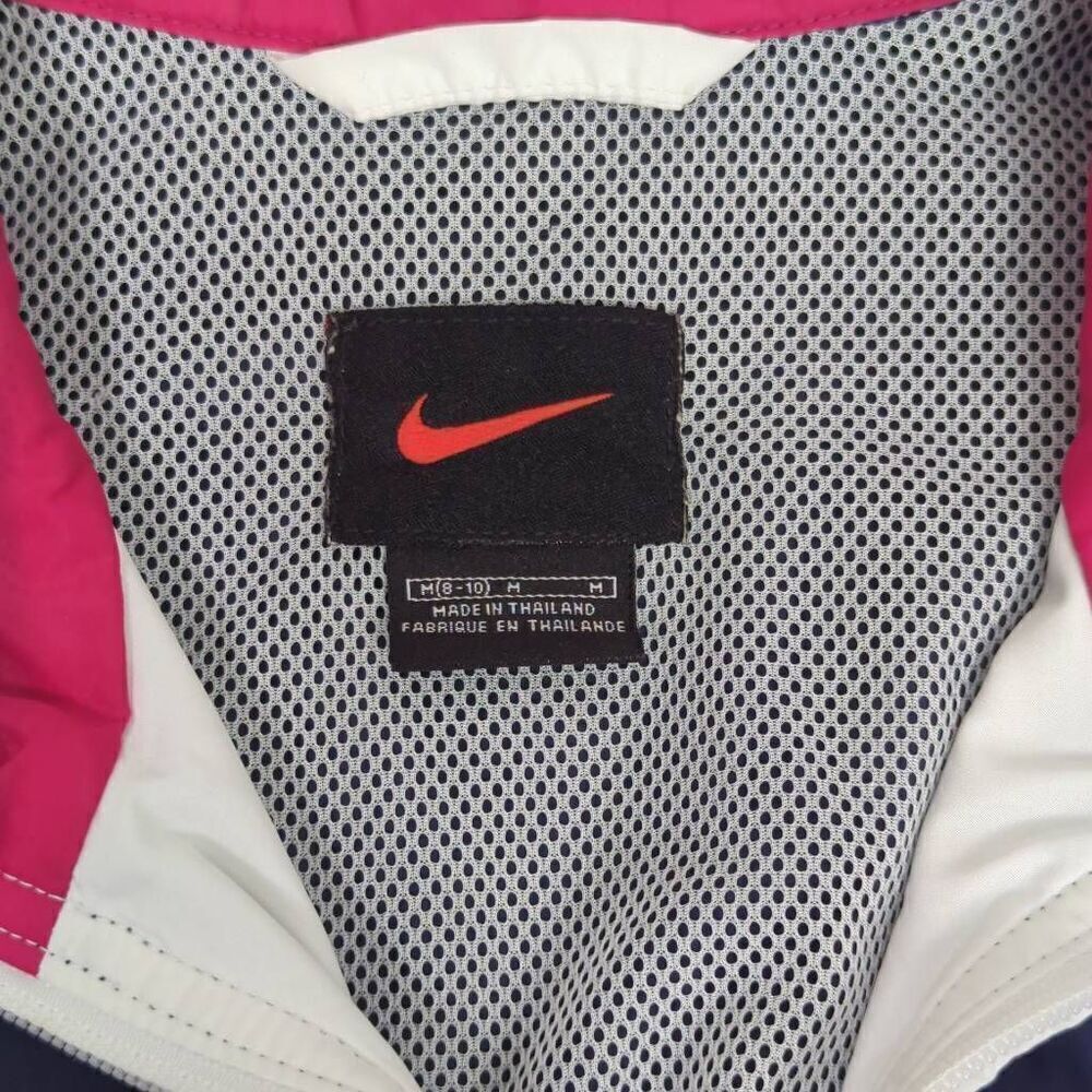VTG 80s Nike Windbreaker Medium Color Block Track Jacket Pink Blue White Swoosh - Picture 7 of 9